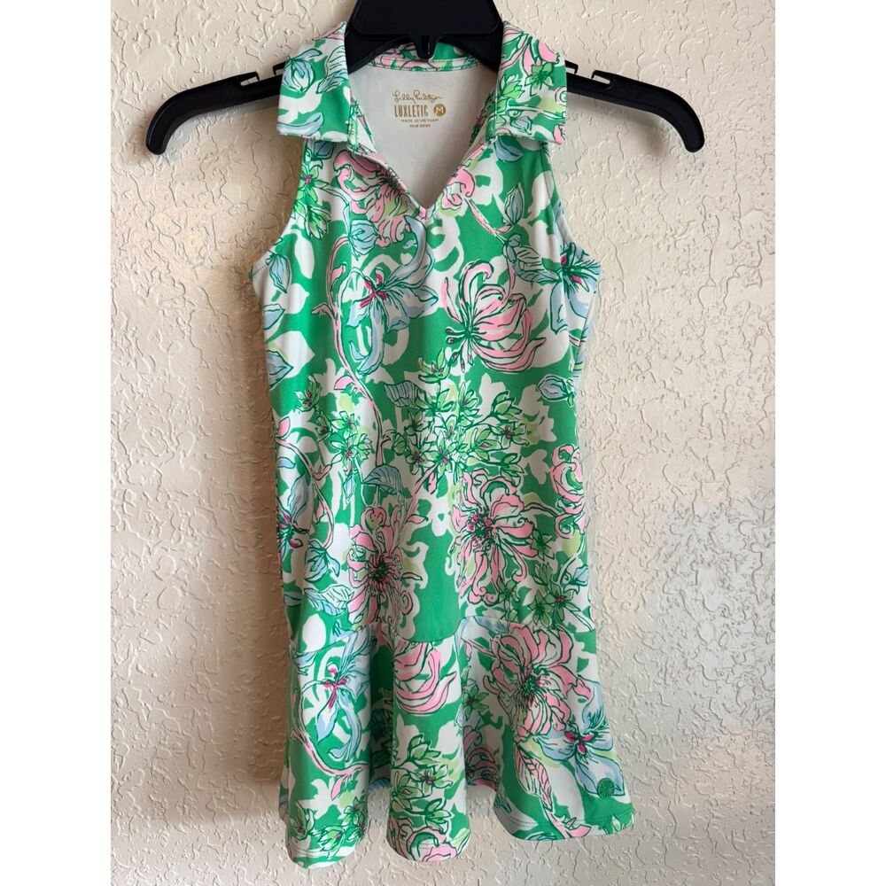 Lilly Pulitzer Mini Dania Dress UPF 50+ Spearmint Blossom Views Luxletic Girls M